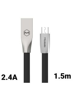 Cablu MicroUSB Mcdodo Zn-Link Silver Black (1.5m, 2.4A max)