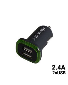 Incarcator Auto Boompods Mini 2.4A Dual USB Black (led indicator, incarcare rapida)
