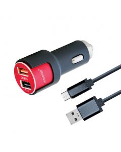 Lemontti Incarcator auto Fast Charge 3.1A 2 porturi USB-A QC 3.0 + USB-A si cablu MicroUSB 1m