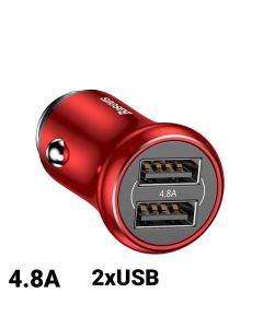 Incarcator Auto Baseus Gentleman 4.8A Dual USB Red