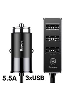 Incarcator Auto Baseus Enjoy Together 5.5A Quad USB Black (3xUSB max 3.1A, 1xUSB max 2.4A)