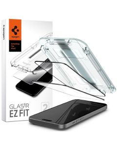 Spigen Folie Sticla Glass tR EZ Fit iPhone 15 Plus, set 2 buc, kit de montare, Black