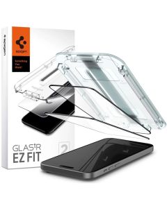 Spigen Folie Sticla Glass tR EZ Fit iPhone 15 set 2 buc, kit de montare, Black