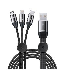 Cablu USB la MicroUSB, Lightning si Type-C Baseus Co-Sharing 3 in 1 Black