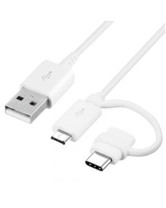 Cablu Original USB la Type-c & MicroUSB Samsung Combo White