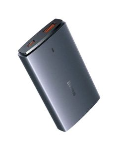 Baseus Incarcator Retea 1xport USB-C, 1XUSB-A GaN5 Pro Ultra Slim Fast Charger, 65W, cablu Type-C la Type-C, Gri