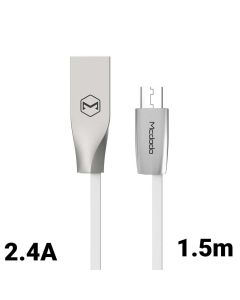 Cablu MicroUSB Mcdodo Zn-Link Silver White (1.5m, 2.4A max) resigilat