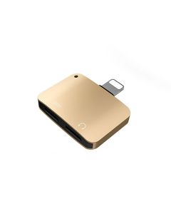 Adaptor Lightning la Dual Port Lightning Mcdodo Compact Gold (aluminiu, audio + incarcare) resigilat