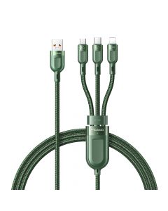 Cablu 3 in 1 Lightning & MicroUSB & Type-C Mcdodo Super Fast Charging Green (5A, 1.2m)