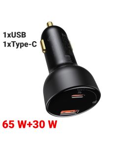 Incarcator Auto USB si Type-C Baseus Dual Superme Digital Display PPS Black