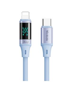 Mcdodo Cablu Type-C la Lightning Digital Display Silicone Fast Charging, 36W, 1.2m Albastru