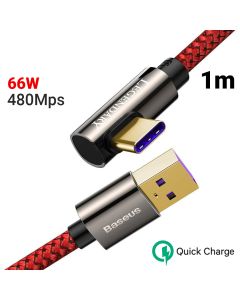 Cablu USB la Type-C Baseus Legend Series Elbow Fast Charging Red 66W, 1m