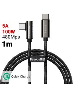 Cablu Type-C la Type-C Baseus Legend Series Elbow Fast Charging Black 100W, 5A, 1m