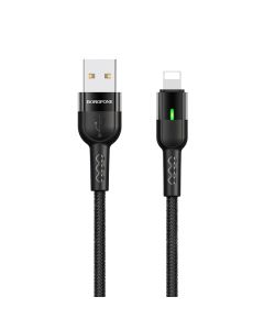 Cablu Borofone BU17 Starlight USB la Lightning, 1.2m, Negru