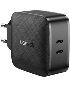 Incarcator Priza Ugreen Quick Charger 65W, 2 x USB Type-C 5V/3A, Negru