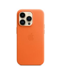 Husa Originala iPhone 14 Pro Apple Leather, MagSafe, Orange
