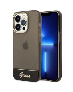 Husa iPhone 14 Pro Guess Camera Outline Translucent Negru