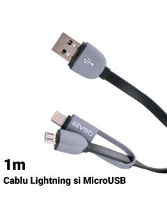 Cablu Lightning si MicroUSB Devia Speed 2 in 1 Black (sincronizare si incarcare)