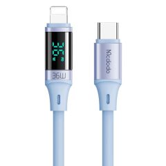 Mcdodo Cablu Type-C la Lightning Digital Display Silicone Fast Charging, 36W, 1.2m Albastru