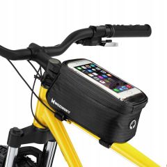 Wozinsky Geanta Bicicleta cu Husa pentru Telefon Impermeabila Black (cablu jack inclus, pana la 6.5